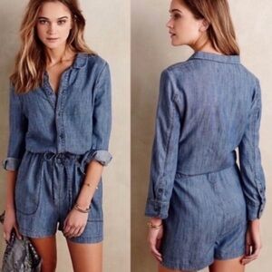 Denim Button-Up Romper
